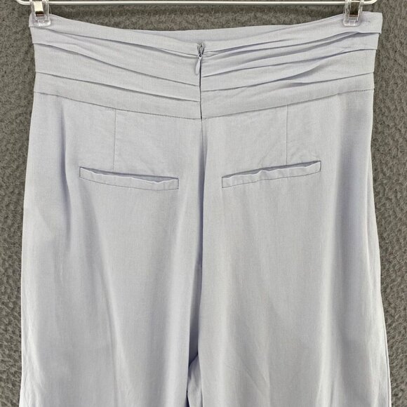 JustFab Pants Womens Small Blue Linen Blend Pleated Wide Leg Pockets Everyday - Picture 4 of 13